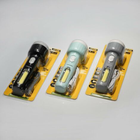 Torche rechargeable Tiross 3W LED + 2W COB TS1856, lumière efficace et design compact pour de multiples applications.