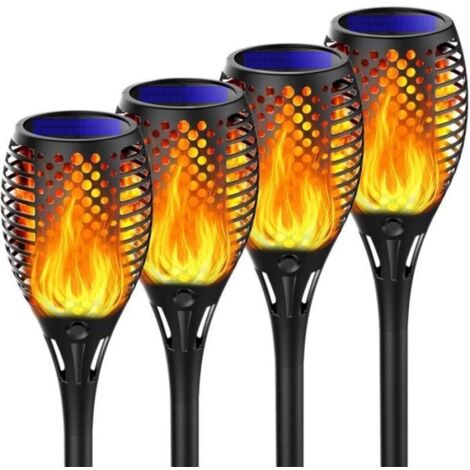 Torche Solaire - Non spécifié - 4 Pack - LED Améliorées - Imperméable - Flamme Vacillante