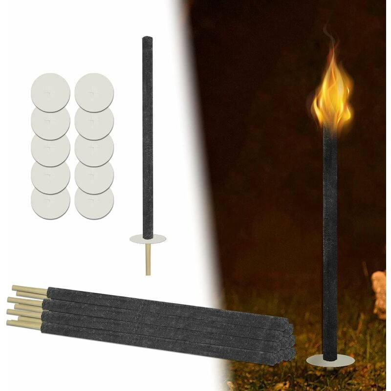 Naizy - Torches en Cire Lot de 25 Torches de Jardin avec Poignée Extra Longue Torches en Cire Naturelle, pour Pâques, Nouvel