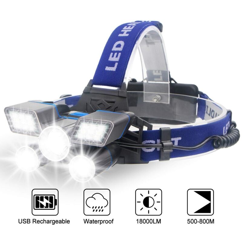 Torches Frontales, Torche Frontale Puissante Étanche With 9 Modes D'éclairage Torche Frontale Usb Rechargeable Led - Aiducho Torches Frontales, Torche Frontale Puissante Étanche With 9 Modes D'éclairage Torche Frontale Usb Rechargeable Led - Aiducho