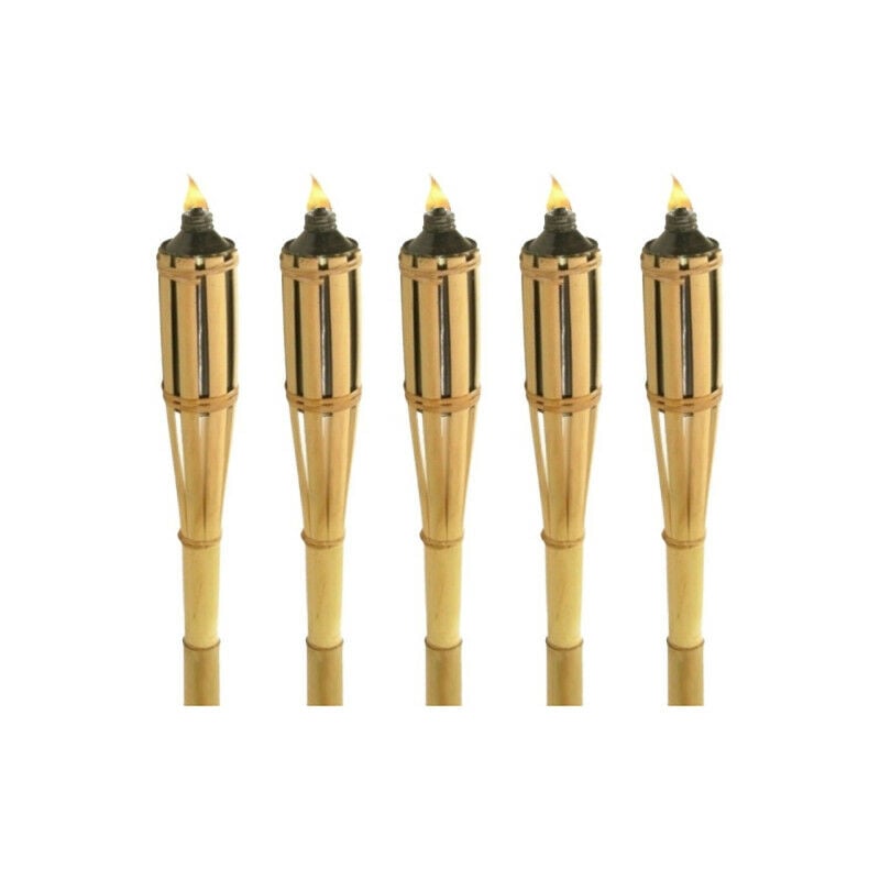 Torches à huile en bambou 120 cm - Lot de 5