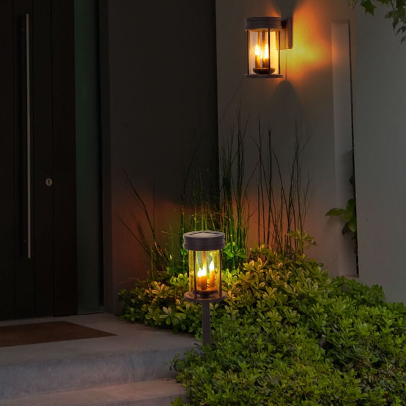 Torches solaires pour l'extérieur, lanterne de table vacillante solaire pour l'extérieur, applique murale solaire de jardin, lanterne 3 en 1 avec