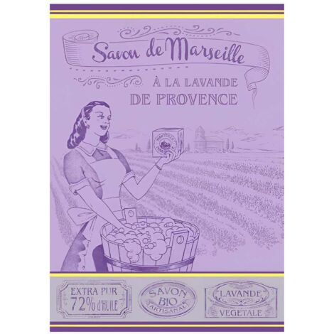 Torchon de cuisine en coton jacquard violet - Provence
