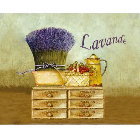 Torchon en coton décoré - Lavande