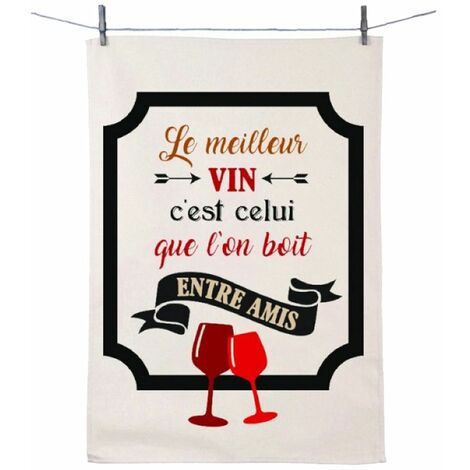Torchon en coton décoré - Meilleur Vin
