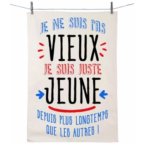 Torchon en coton décoré - Pas Vieux