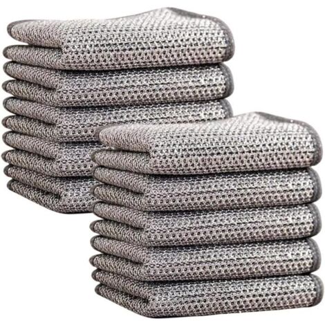 Torchons à Vaisselle - Multi-usages - 10 Pcs - Fil Métallique - 20x20 cm - Résistant aux Rayures