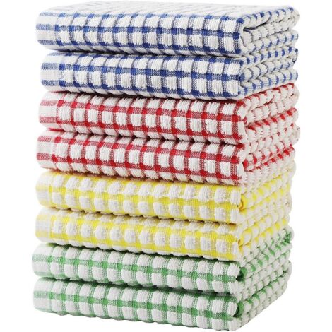 Torchons de cuisine 15 x 26 pouces, lot de 8 torchons en coton, absorbants (plusieurs couleurs, 15 x 26 pouces)