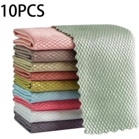 Torchons de Cuisine, Chiffon spécial en écailles de Poisson pour Le Nettoyage du Verre, 10 Pieces 30  40cm