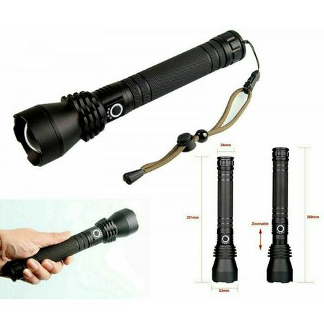 Torcia 80000W RICARIBILE A LED CREE CON zoom doppia batteria BL X82 P50
