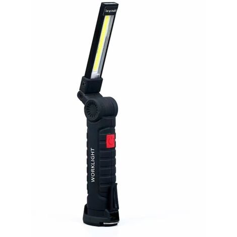 Torcia a LED, luce da lavoro a LED ricaricabile tramite USB, lanterna con gancio magnetico COB per campeggio all'aperto e riparazione auto, piccola luce