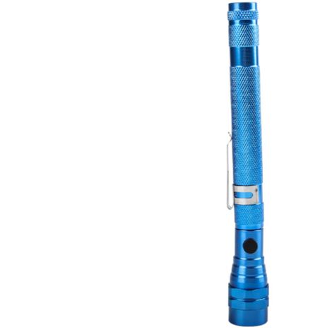 Torcia a LED telescopica, portatile, flessibile e retrattile con strumento di raccolta magnetico (flash), batteria (inclusa), colore blu.