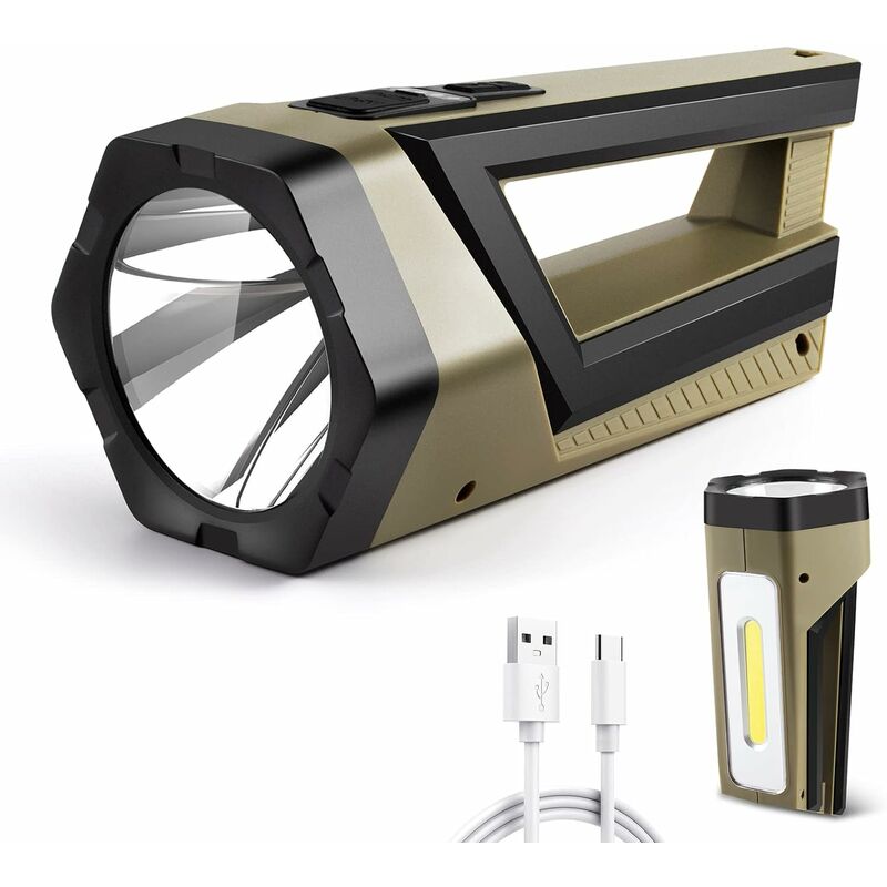 Torche LED Tactique Ultra-Puissante 15000 Lumens - Rechargeable USB + Fonction Power Bank - Marque Andowl