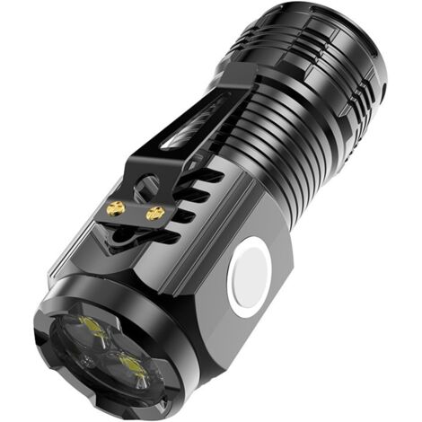 Torcia ad alta intensità, ricarica rapida, portatile, grande capacità, leggera e comoda, alta luminosità (nera).