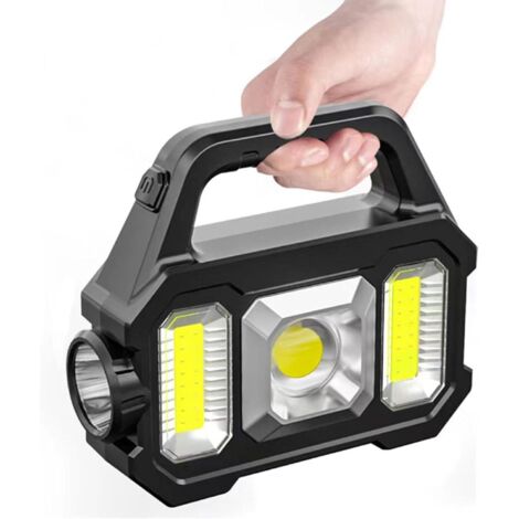Torcia da campeggio a LED ricaricabile da 2500 mAh, alimentata tramite USB e energia solare, faro da ricerca per esterni impermeabile
