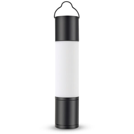 Torcia da campeggio a LED ricaricabile tramite USB, torcia portatile da appendere alla tenda - Nera