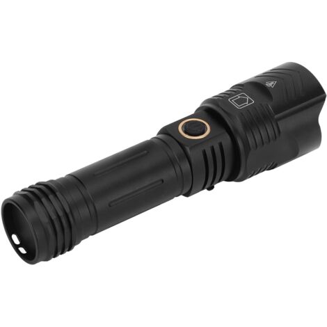 Torcia da campeggio, IPX4 completamente impermeabile, torcia a LED ultra luminosa con ricarica USB, design antiscivolo e zoom telescopico per le emergenze.