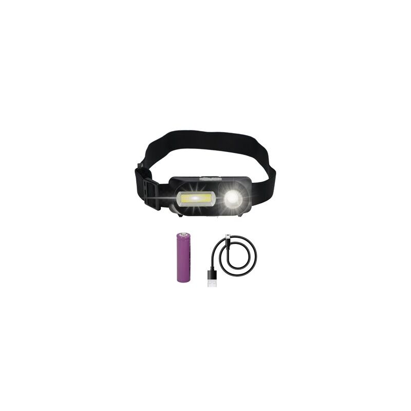 Image of Torcia frontale a led Testa orientabile 350 lumen 4 modalità, Archetto regolabile, Batteria ricaricabile con sensore di moviment