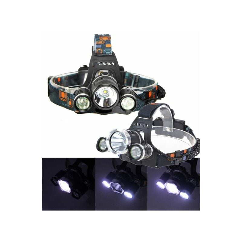 TP - torcia lampada frontale led ricaricabile 3 led 5000 lumen cree T6 R5 RJ3000