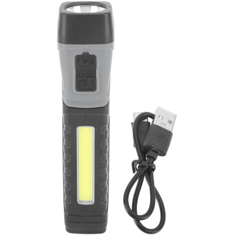 Torcia LED COB ultra luminosa, impermeabile IPX4, 5 modalità, rotante, magnetica con clip, ideale per lavoro e campeggio.