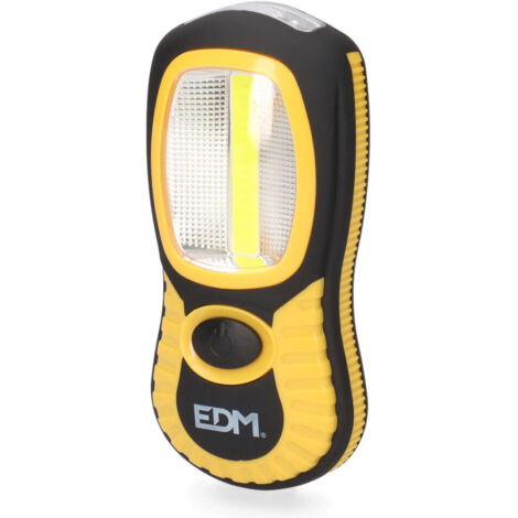 Torcia led cob XL doppia funzione 1led xlx3w e 3 ledx1w con gancio e magnete batterie 3xaaa incluse EDM