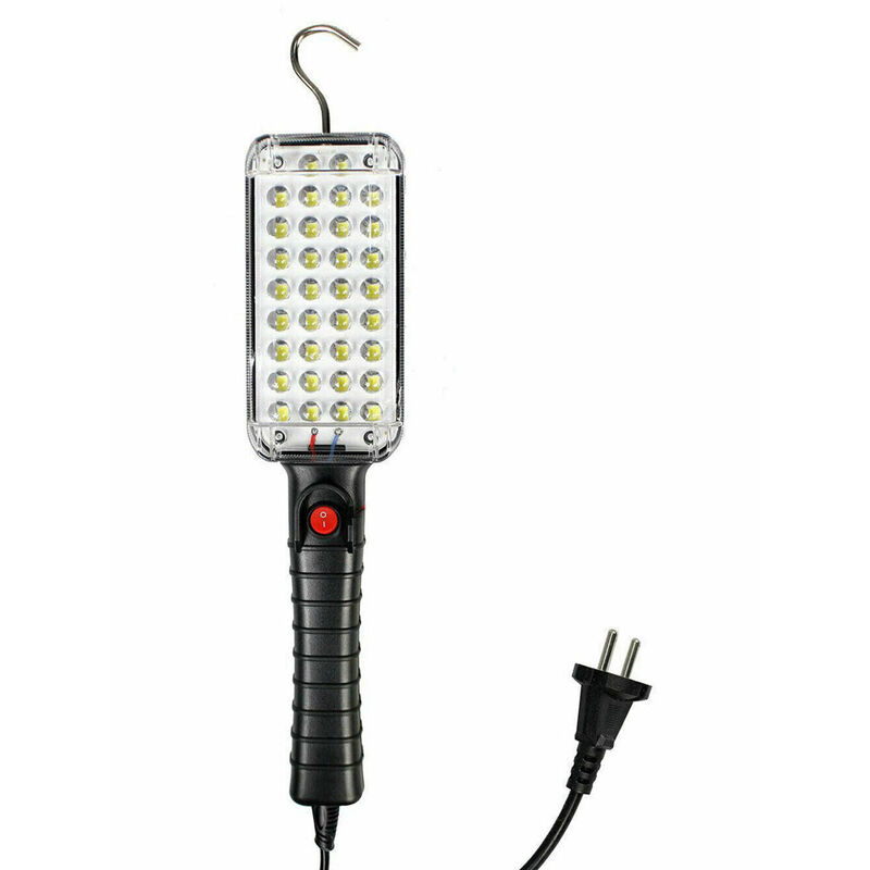 Image of Torcia led da officina 34 le con gancio e magnete da lavoro auto con presa shuko per emergenza riparazioni