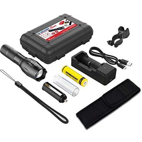 Torcia led multiuso 10W con batteria ricaricabile e zoom tattico, astuccio ed accessori inclusi - Velamp IR547