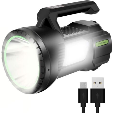 Torcia LED ricaricabile, 1200 lm, 6500 mAh, ultra potente, 4 modalità di illuminazione, torcia per pesca notturna, caccia, escursionismo, garage, campeggio, emergenza