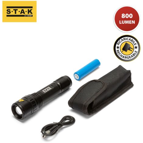 torcia led ricaricabile, 800 lumen, 10w