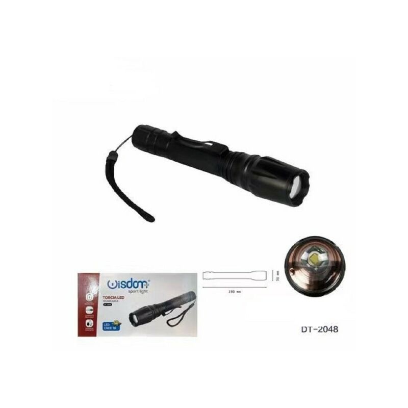 Trade Shop - Torcia Led Ricaricabile Cree T6 Luce