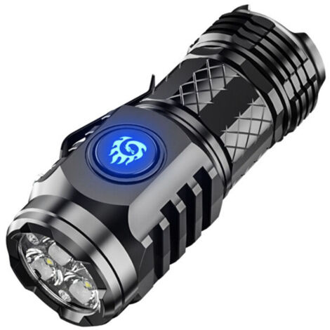 Torcia LED ricaricabile KZQ, torcia a forma di mostro a tre occhi, torcia ricaricabile con 5 modalità, torce tattiche impermeabili per campeggio, escursionismo ed emergenze.