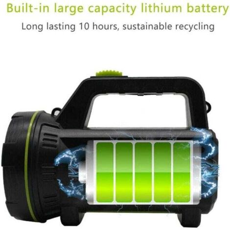 Torcia LED ricaricabile tramite USB con luce laterale, torcia di emergenza impermeabile