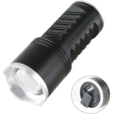 Torcia LED ultra potente da 1.000.000 lumen, batteria ricaricabile ad alta capacità integrata da 10800 mAh, zoom, grado di impermeabilità IPX7, adatta ai cani, ideale per campeggio ed escursionismo [C