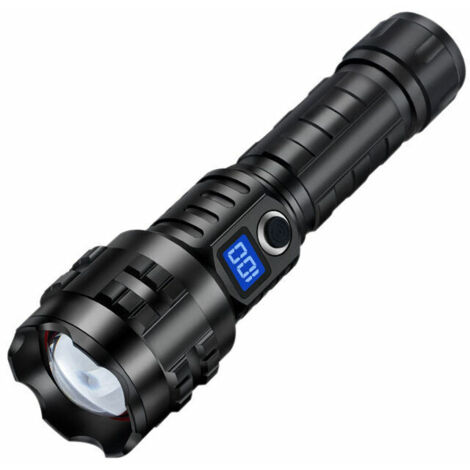 Torcia LED ultra potente, torcia da 15000 lumen, luce tattica impermeabile con zoom con 5 modalità di illuminazione per campeggio, escursionismo, emergenza
