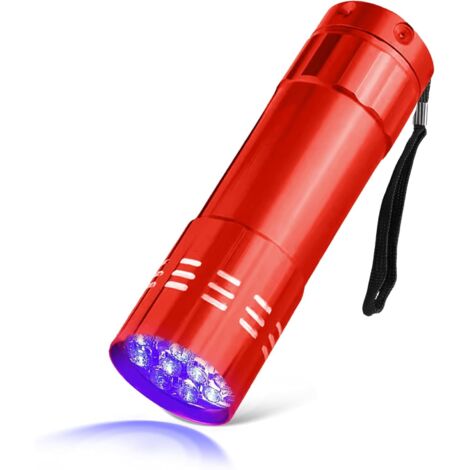 Torcia LED UV, alimentata a batteria, luce nera ultravioletta per il rilevamento di macchie di urina di animali domestici, argento, fluorescente, per il rilevamento di macchie in hotel e bagni.