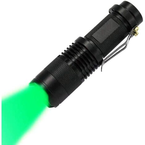 Torcia LED verde - Zoomabile - Resistente all'acqua - 3 modalità di illuminazione - Messa a fuoco regolabile - per campeggio, caccia, escursionismo, visione notturna, emergenze [Classe di efficienza e