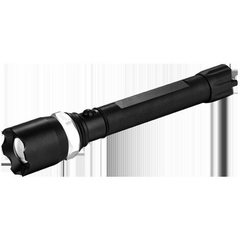 Torcia Led XM-L T6 ricaricabile in alluminio Nera Bianco freddo 6000K 2 batterie Novaline