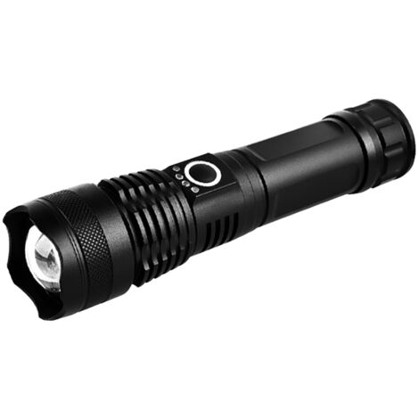 Torcia Led XT-A110 in alluminio Nera Bianco freddo 6000K Novaline