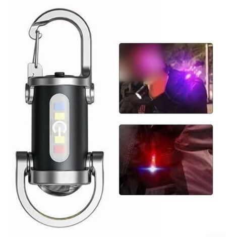 Torcia portachiavi a LED impermeabile con batteria ricaricabile integrata e caricabatterie esterno USB Type-C per escursionismo e campeggio all'aperto