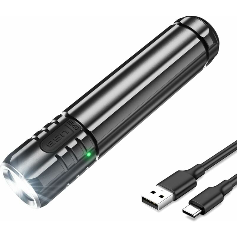 Image of Torcia ricaricabile EP10 usb c 1000 lumen, torcia tattica a doppio interruttore laterale, 4 modalità, torcia impermeabile IPX6 per campeggio,