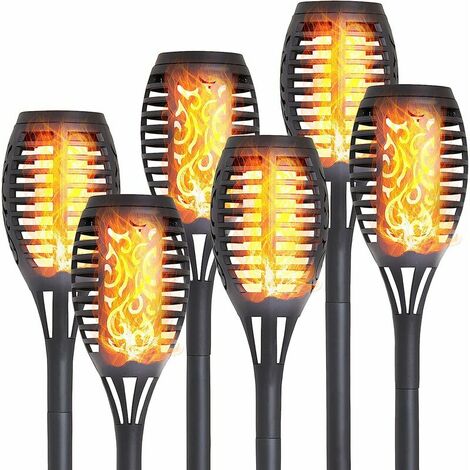 Torcia Solare da Giardino per Esterni LED Effetto Fiamma (Confezione da 6)