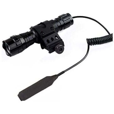Torcia tattica a LED, 1000 lm, 3,7 V-18 V, torcia a 1 modalità con interruttore a pressione e guida di montaggio a 45°, anello di offset per montaggio laterale