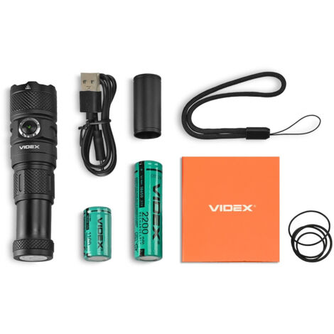 Torcia tattica a LED con batteria da 10W per 93 ore, portata 1500lm, 220 m IP66 VLF-A298 Videx
