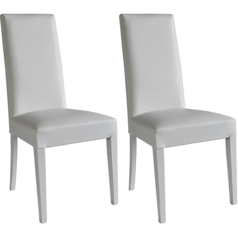 TORINO - Lot de 2 Chaises Simili Blanc et Pieds Laqués