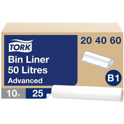 TORK 204060 Sacchetto per rifiuti 50 l Trasparente 250 pz.