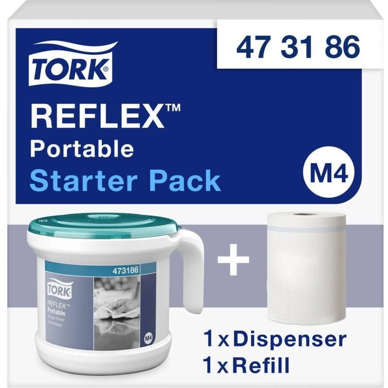473186 Reflex™ Distributeur de serviettes en papier plastique blanc, turquoise 1 pc(s) - Tork