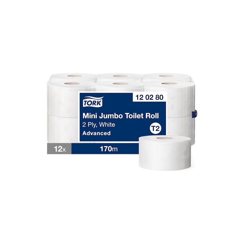 Tork Papier toilette rouleau Mini Jumbo blanc T2 (12x1) 120280