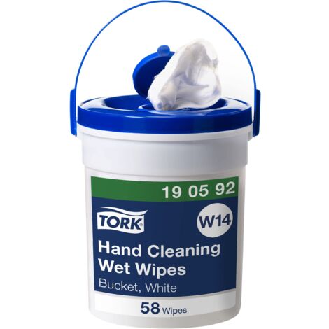 Tork salviette umidificate con secchio dispenser, 190592, 1 x 58 salviette W14, 1-ply, Bianco