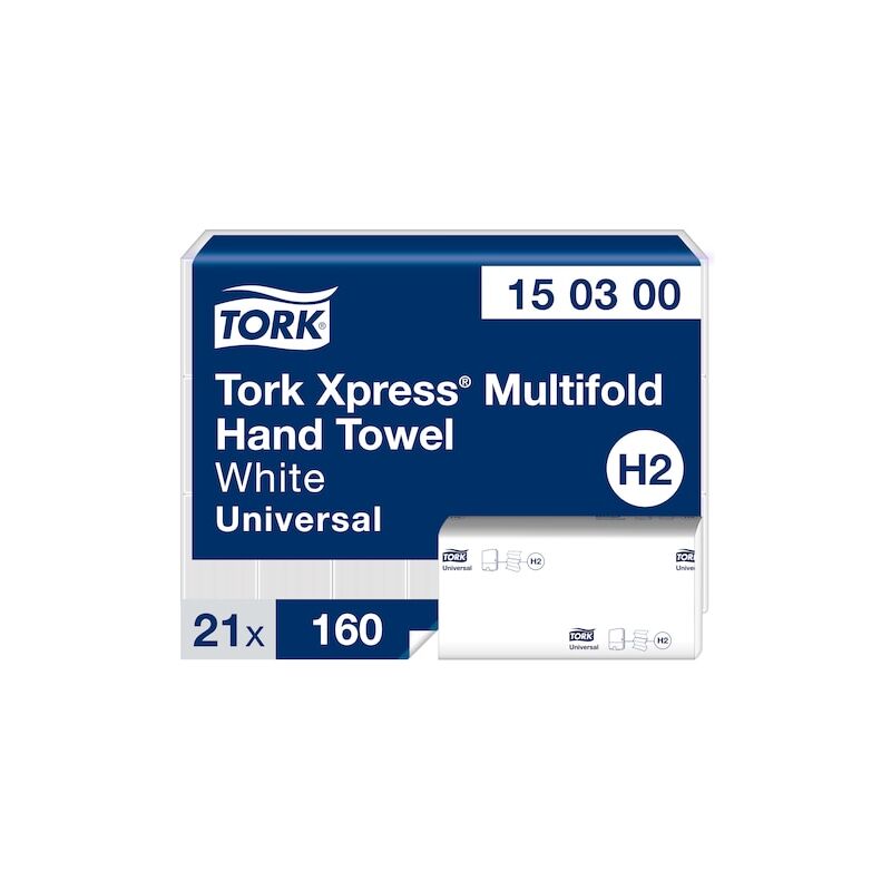 Tork Xpress® Essuie-mains interfoliés blancs H2 (21x160) 150300