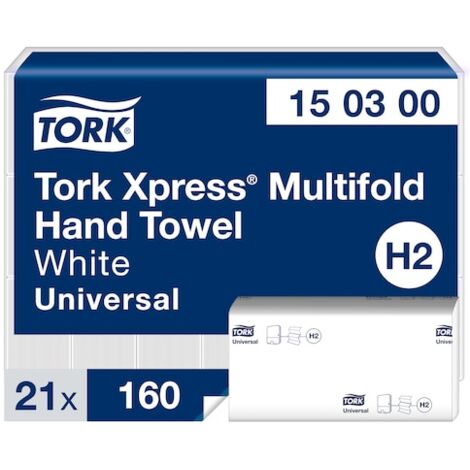 Tork Xpress® Essuie-mains interfoliés blancs H2 (21x160) 150300